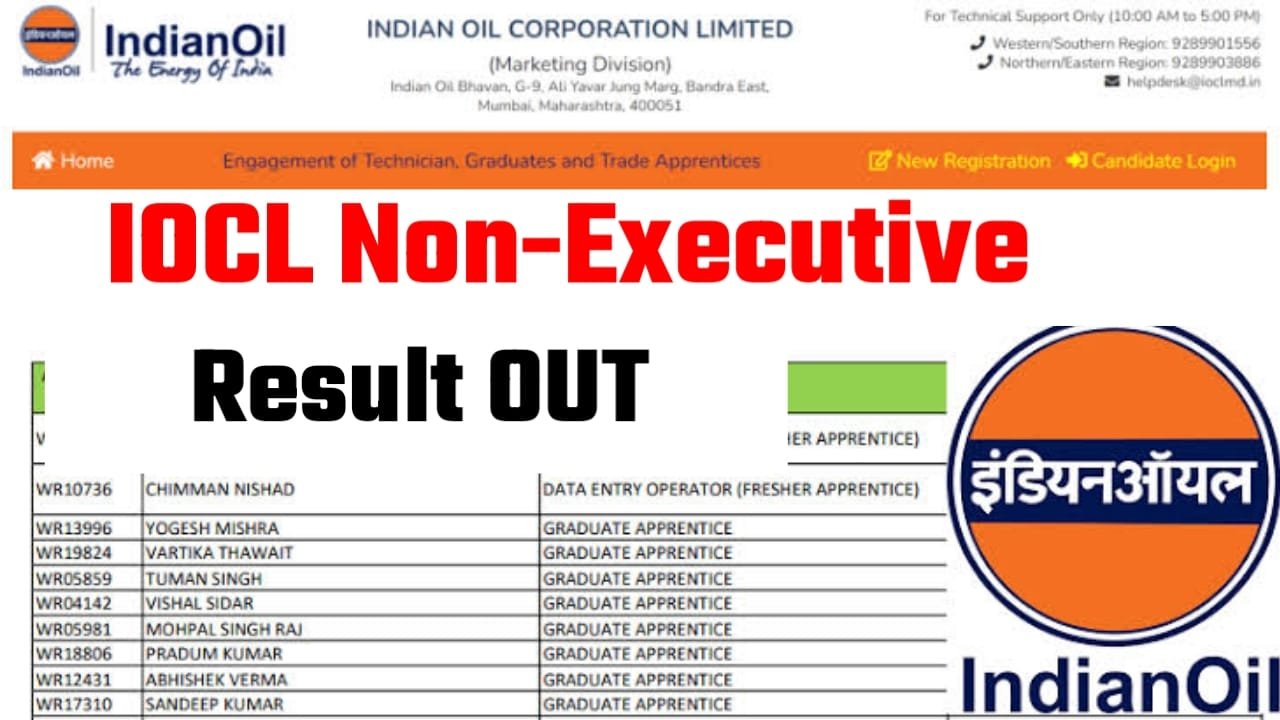 IOCL Non Executive Result 2024 OUT